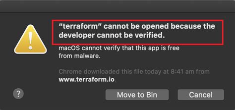 app" cannot be opened because the developer cannot be verified. . Cannot be opened because the developer cannot be verified